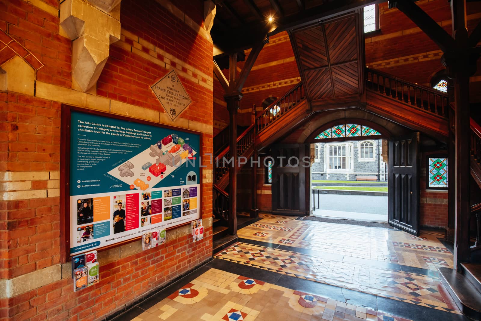 Christchurch, New Zealand - September 16 2019: The iconic and historic Great Hall at The Arts Centre in Christchurch, New Zealand