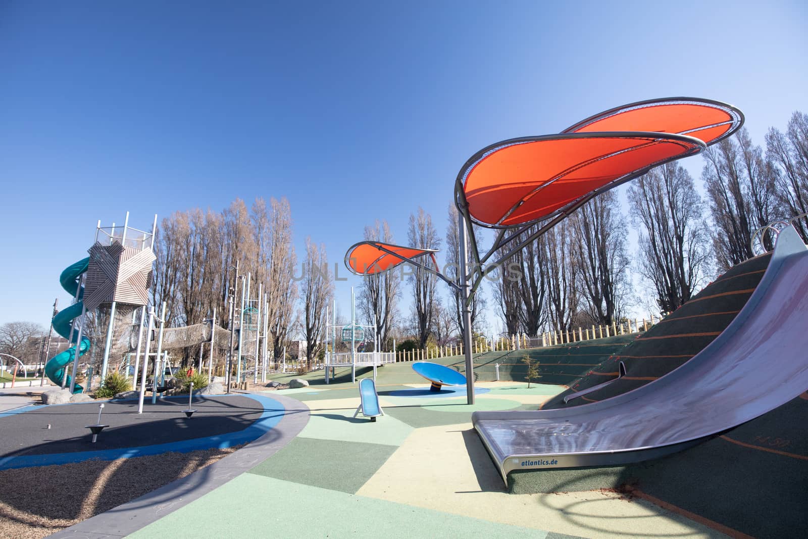 Margaret Mahy playground on a sunny winter's day in Christchurch New Zealand