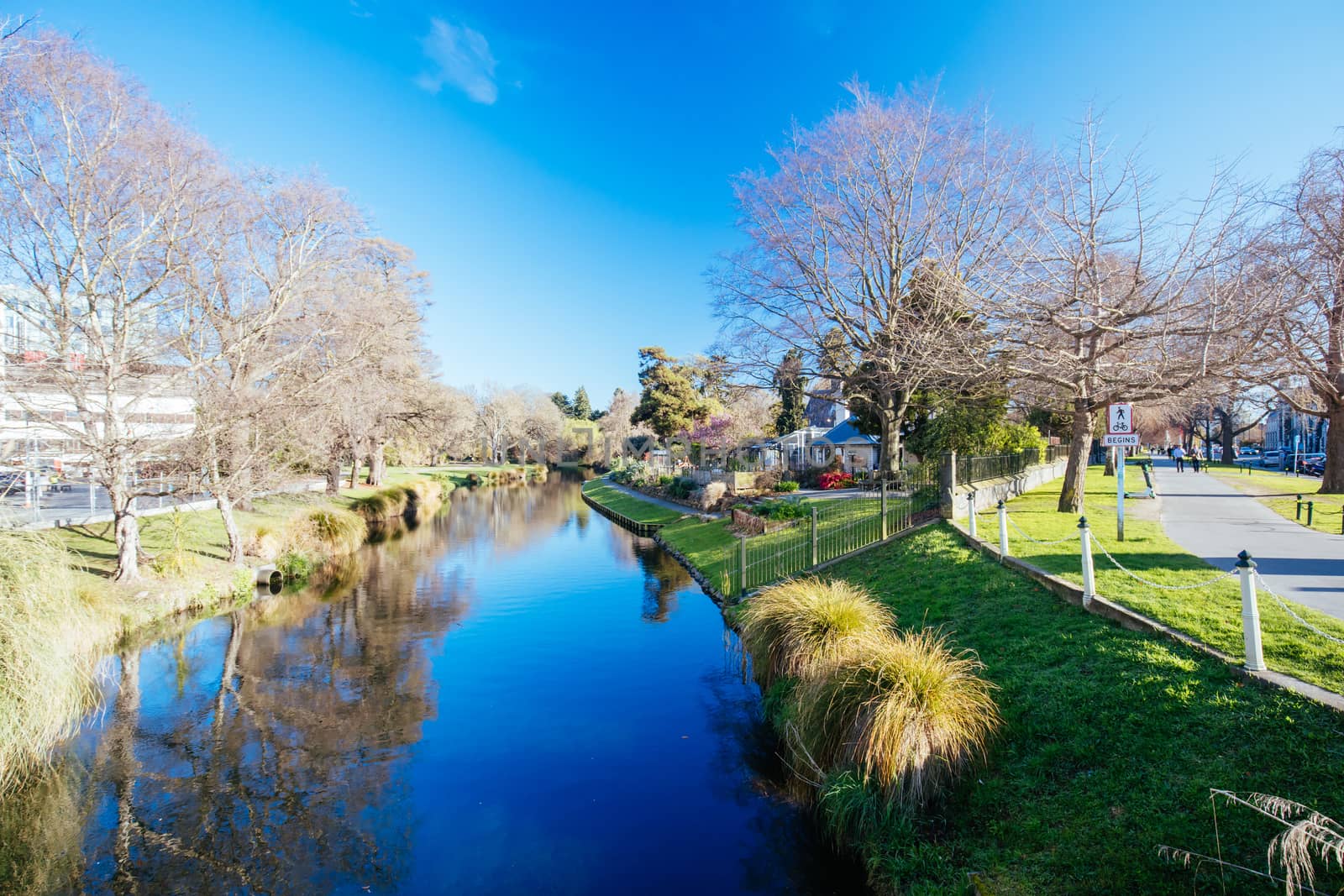 The popular tourst attraction of Christchurch Botanic Gardens on a warm spring day in New Zealand