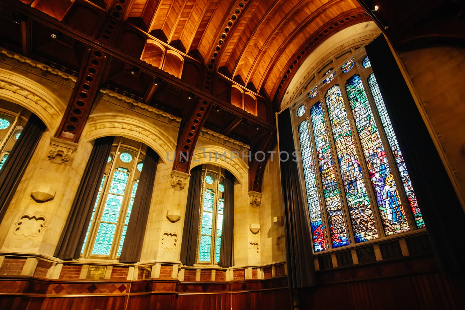 Christchurch, New Zealand - September 16 2019: The iconic and historic Great Hall at The Arts Centre in Christchurch, New Zealand