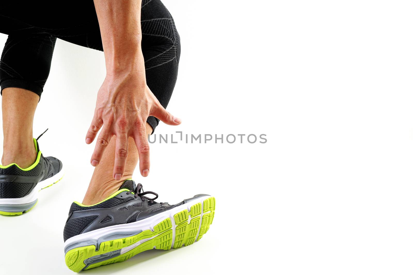 Runner sportsman holding ankle in pain with Broken twisted joint by everythingpossible