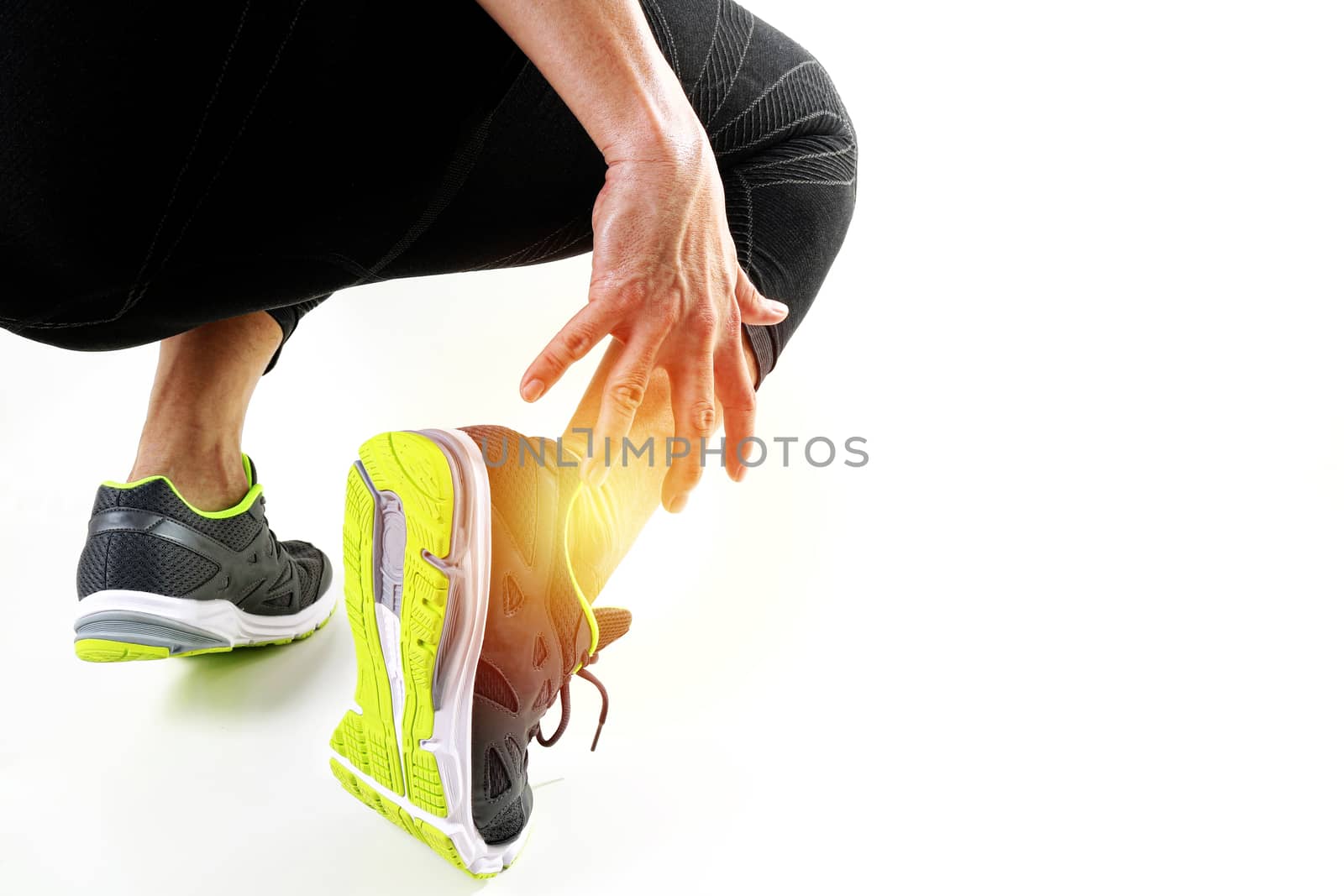 Runner sportsman holding ankle in pain with Broken twisted joint by everythingpossible