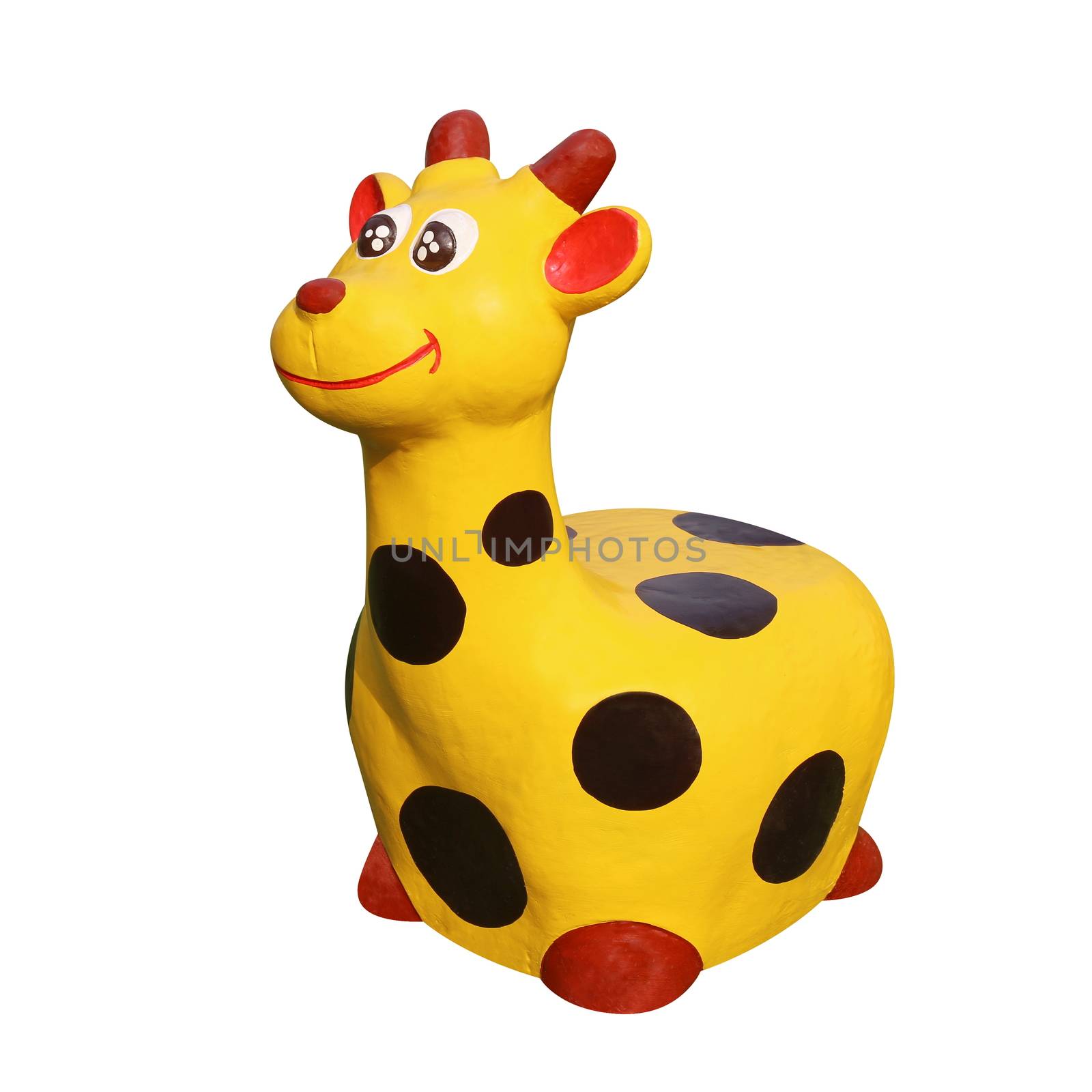 Giraffe Molding Doll painting Yellow stripes black dots color for Decoration children playground isolated on white background, Giraffe Doll cartoon kid cute, Giraffe statue by cgdeaw