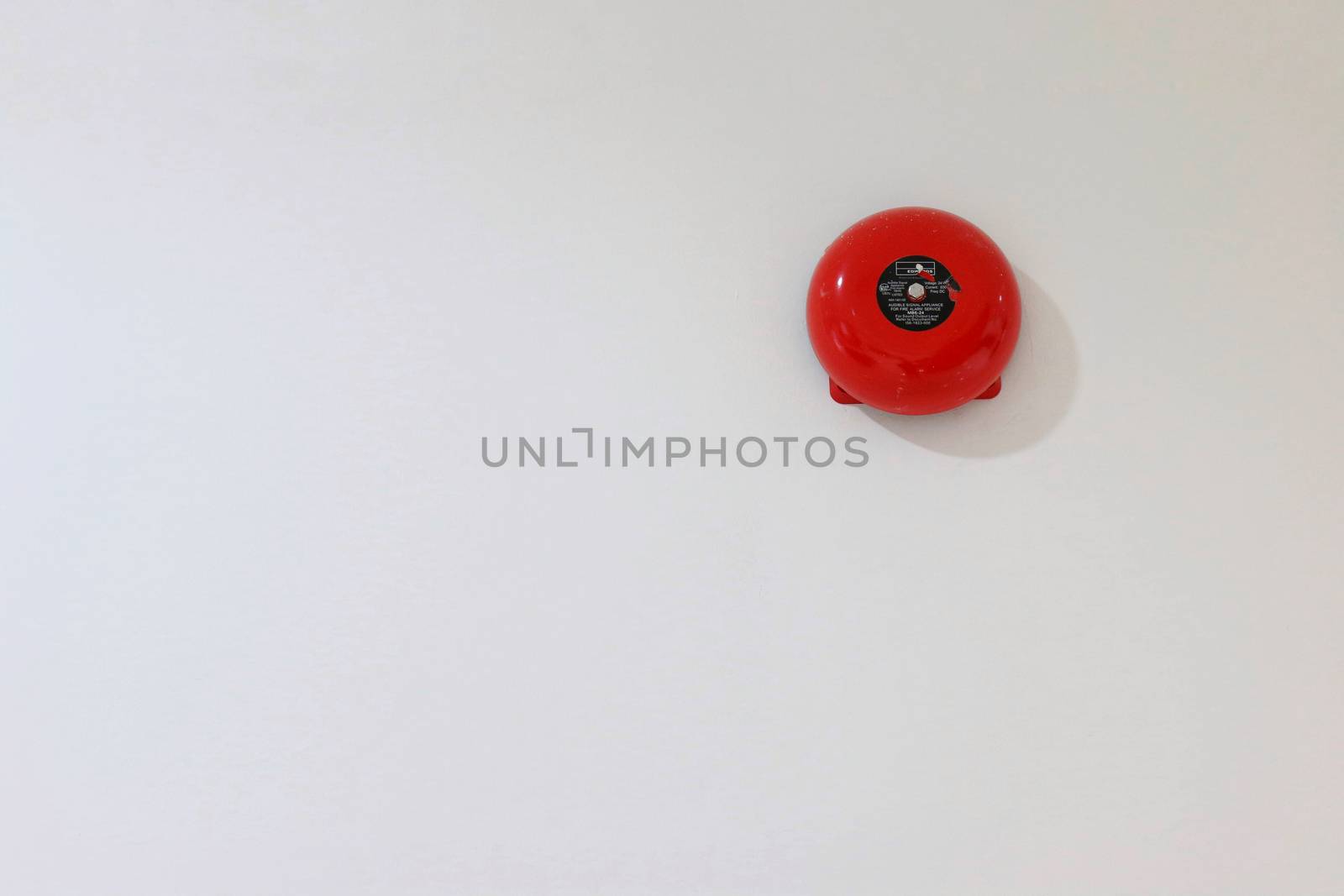 Buzzer alarm red fire, Ring the Alarm bell alert in building dander for help, Security sign warning emergency help form conflagration at wall white, safety first by cgdeaw
