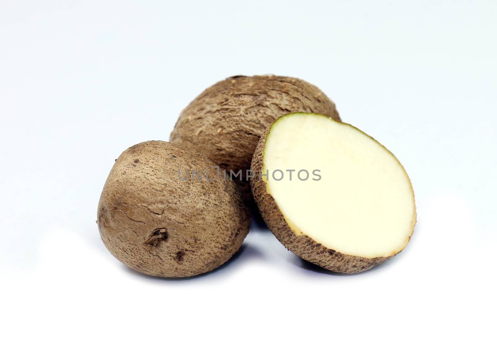 Dioscorea, Mun-Neb (Thai word), Fresh Dioscorea tuck, Dioscorea slats root isolated on white background, Rubeola fotografie