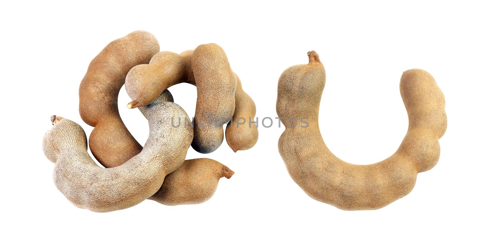 tamarind, sweet tamarind, brown tamarind, tamarind heap isolated on white background by cgdeaw