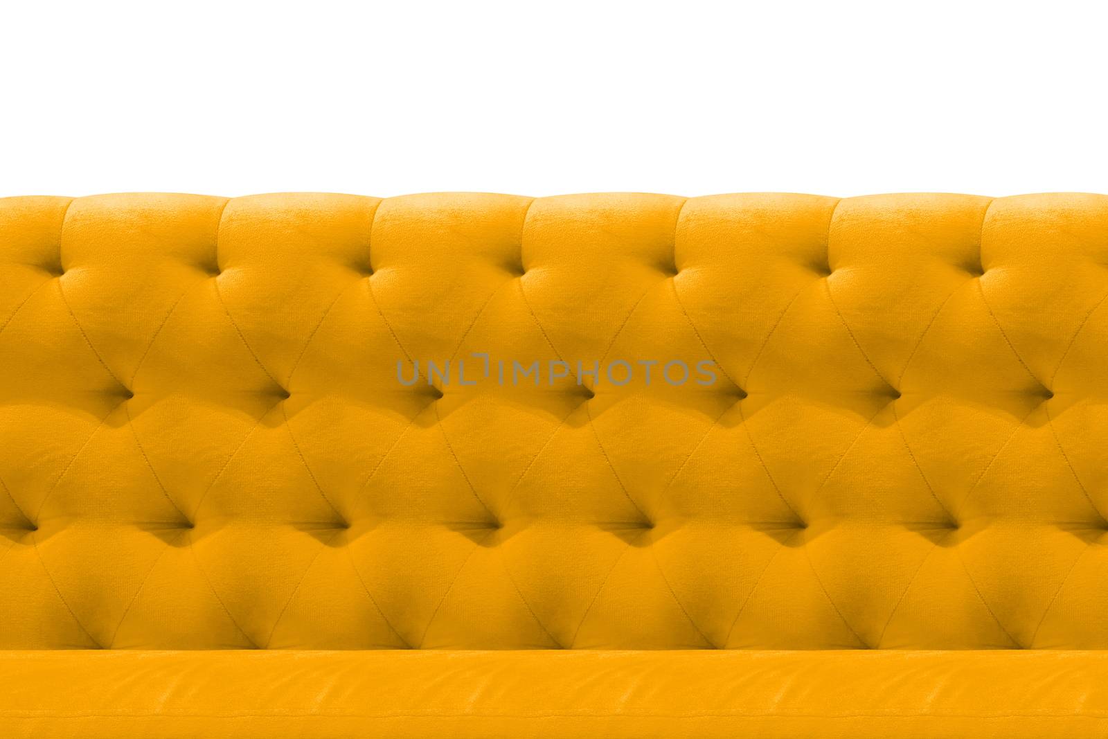 Luxury Yellow or Gold sofa velvet cushion close-up pattern background on white