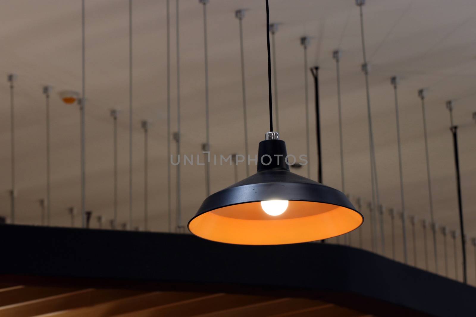 Modern spherical lamp black hanging on the ceiling