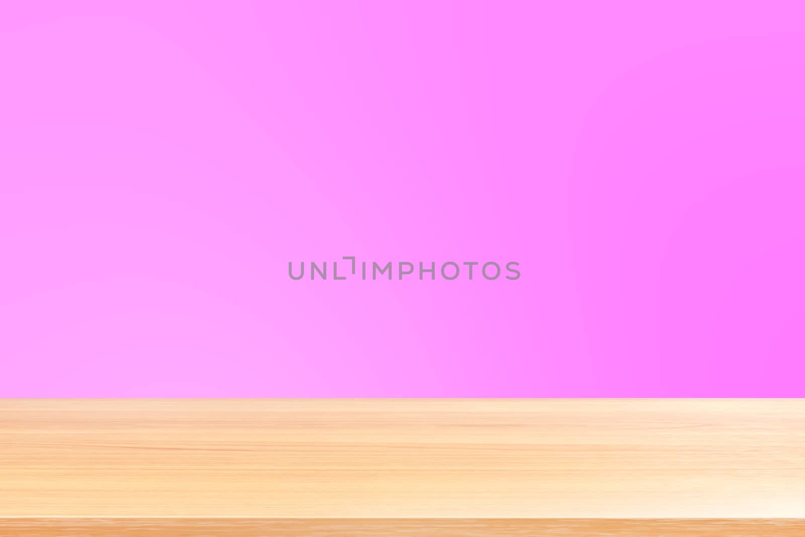 empty wood table floors on gradient pink soft background, wood table board empty front colorful gradient, wooden plank blank on pink gradient for display products or banner advertising by cgdeaw