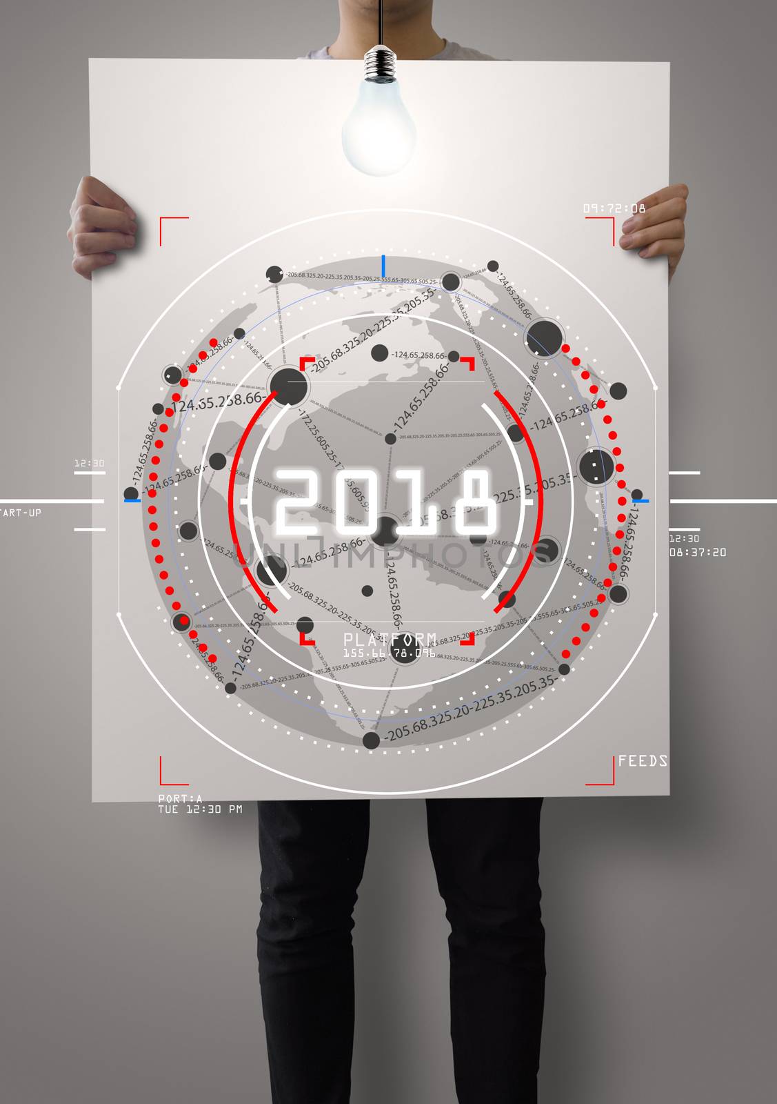 man showing poster of social network structure as concept by everythingpossible