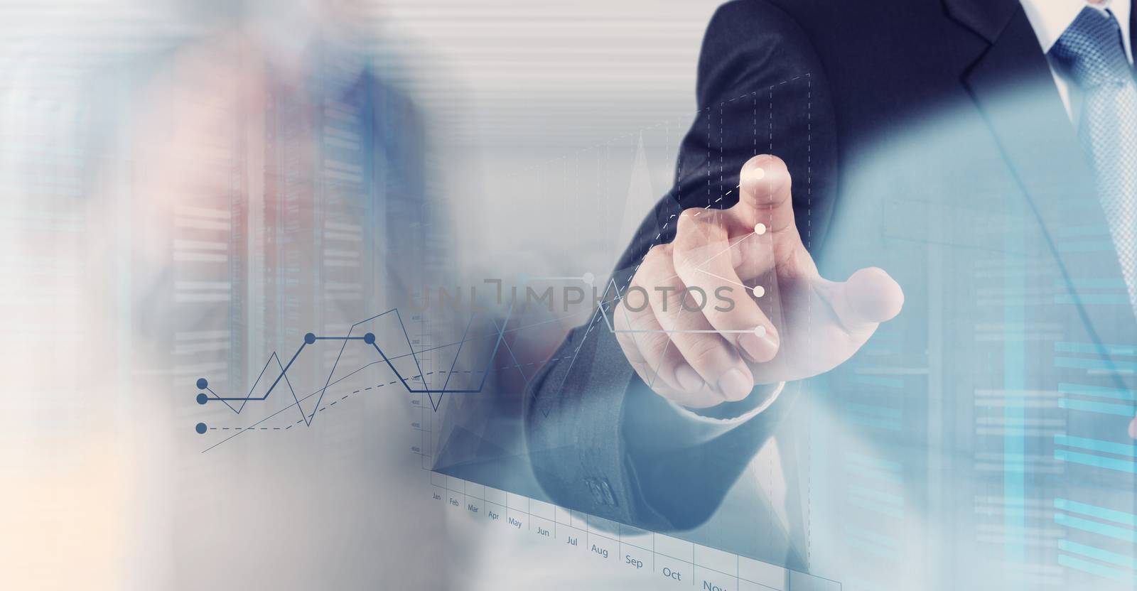 businessman hand working with new modern computer and business strategy as concept