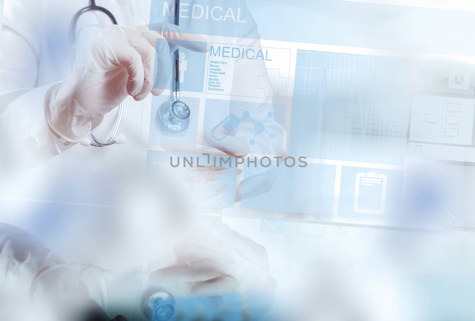 Medicine doctor hand working with modern computer interface as m by everythingpossible