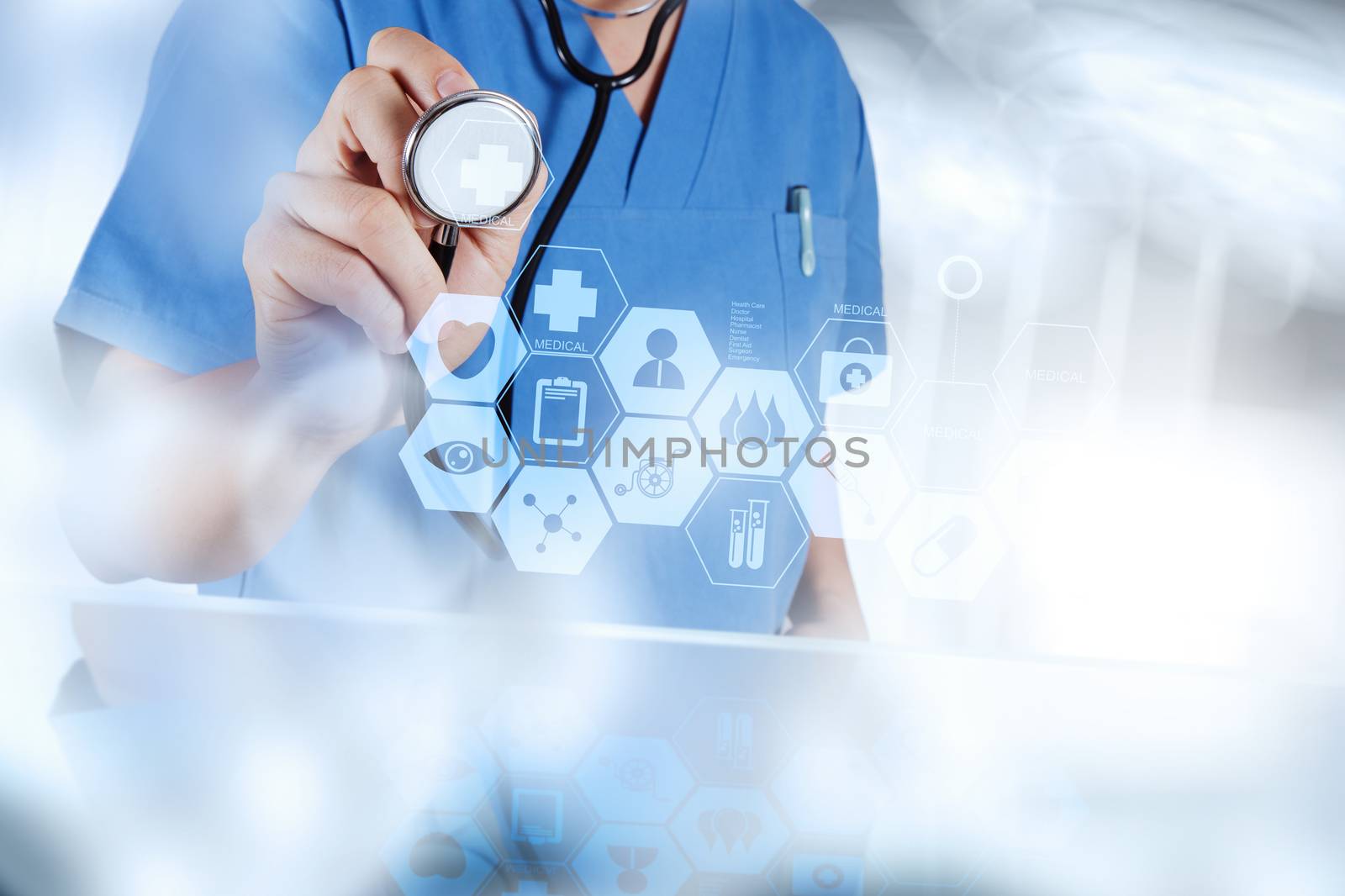 smart medical doctor working with operating room as concept 