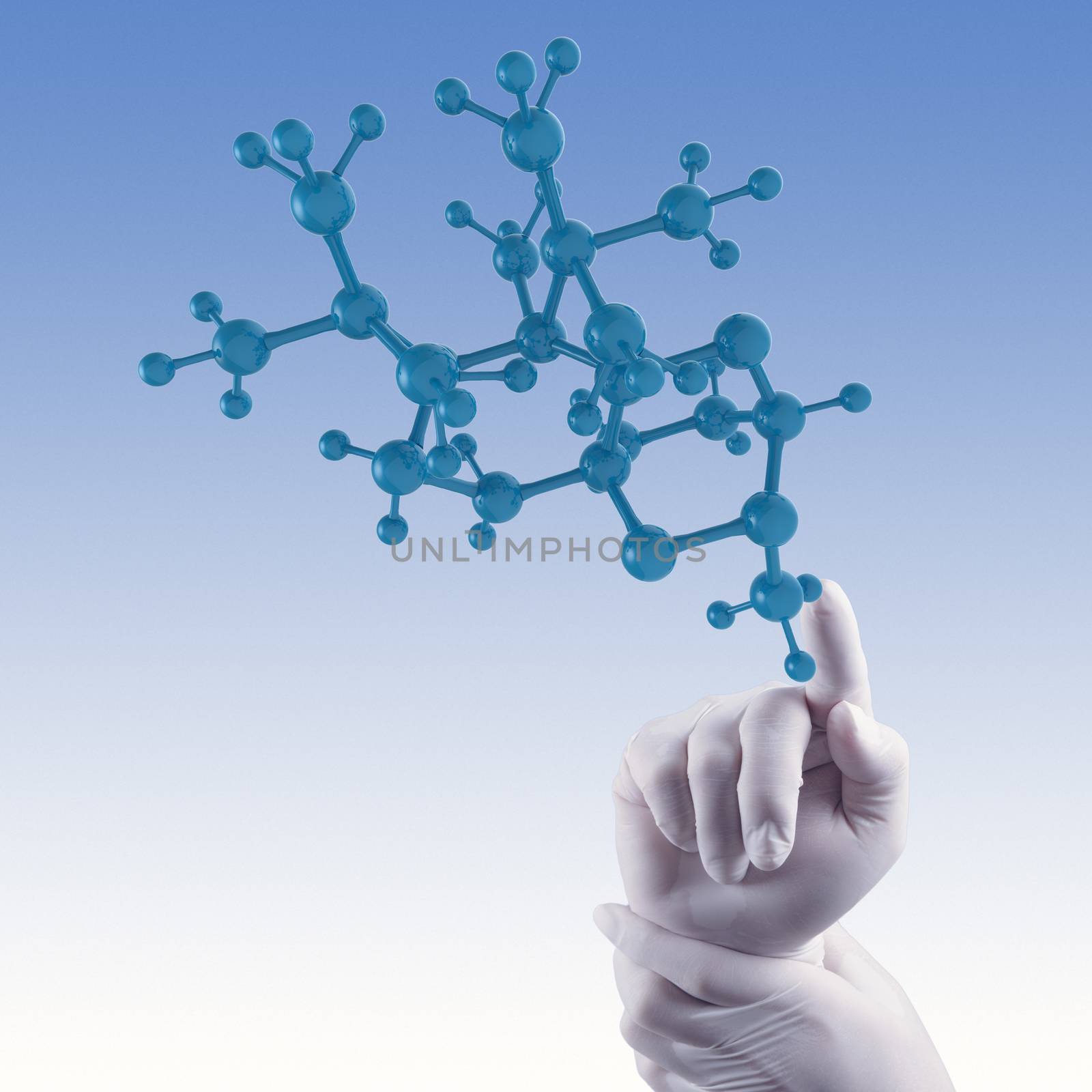 scientist doctor hand holds virtual molecular structure in the l by everythingpossible