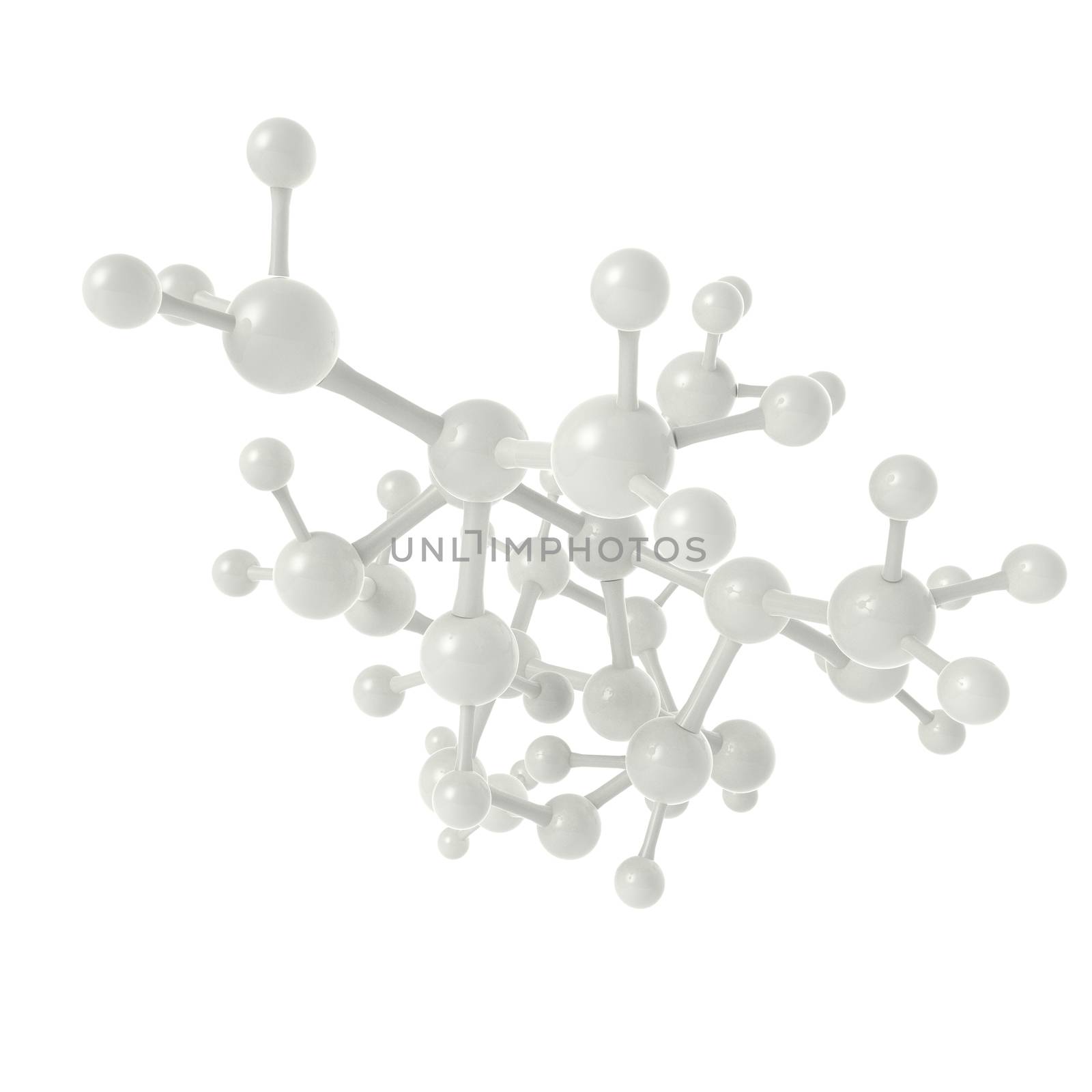 Molecule white 3d on white background 