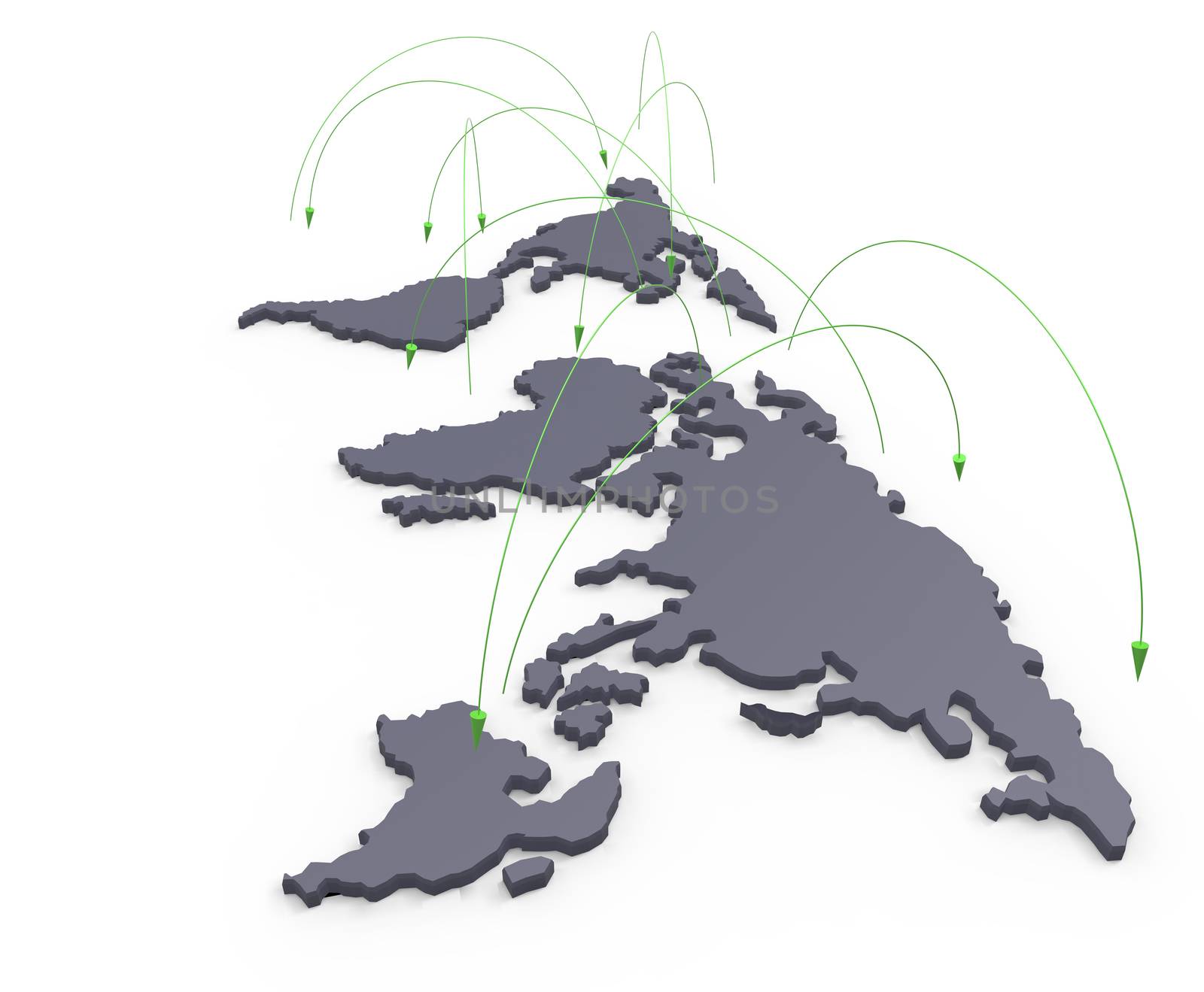 social network human 3d on world map as concept