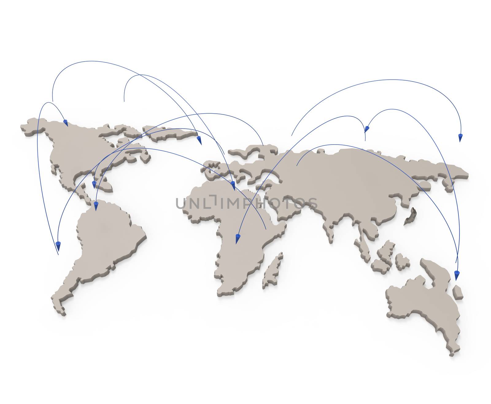 social network human 3d on world map as concept