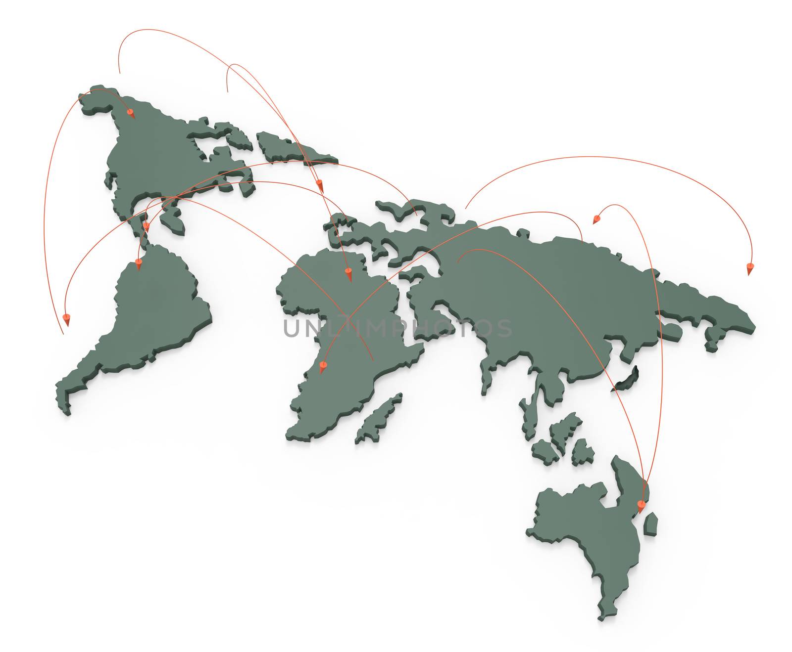 social network human 3d on world map as concept by everythingpossible