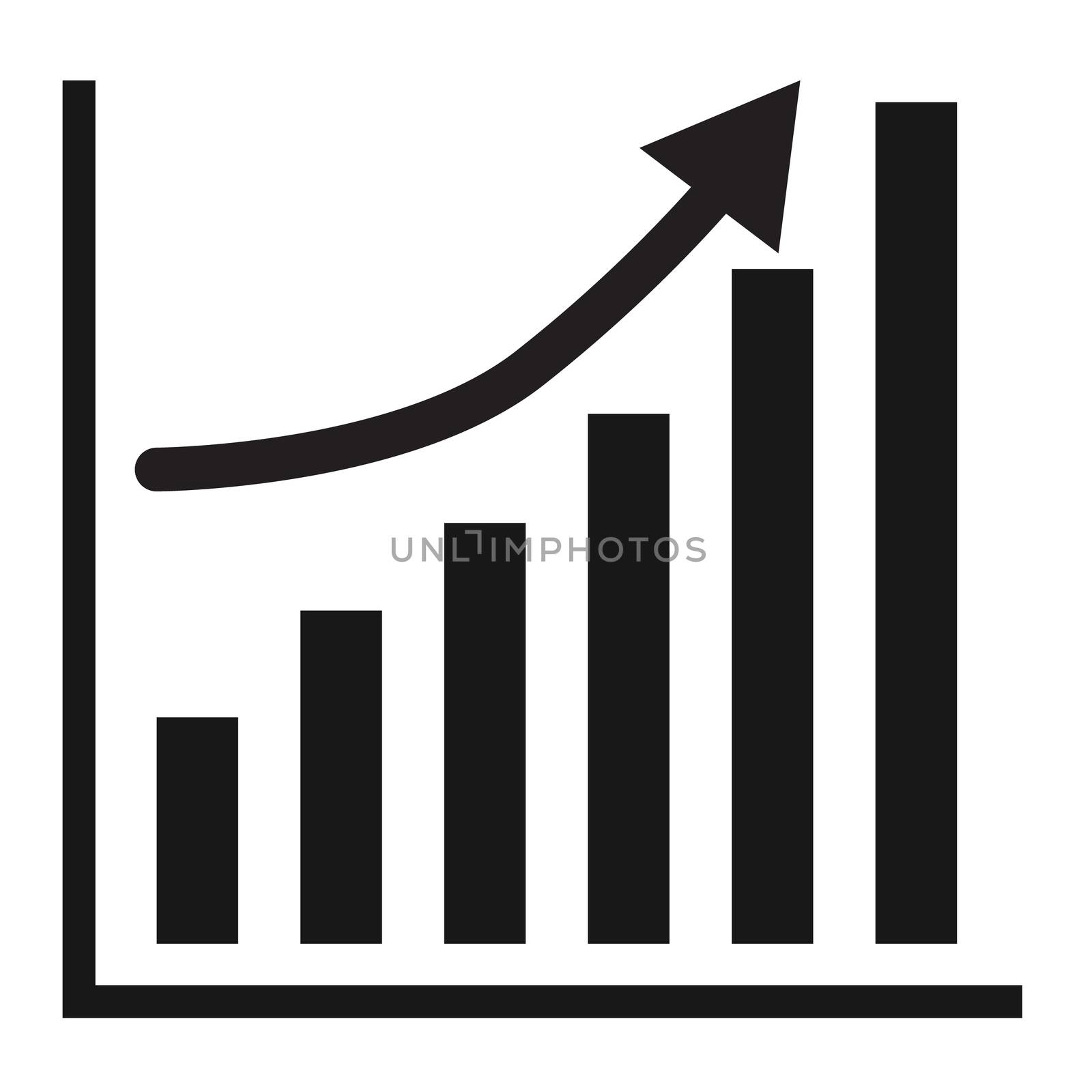 vector growth progress black arrow. Business graph icon on white by suthee