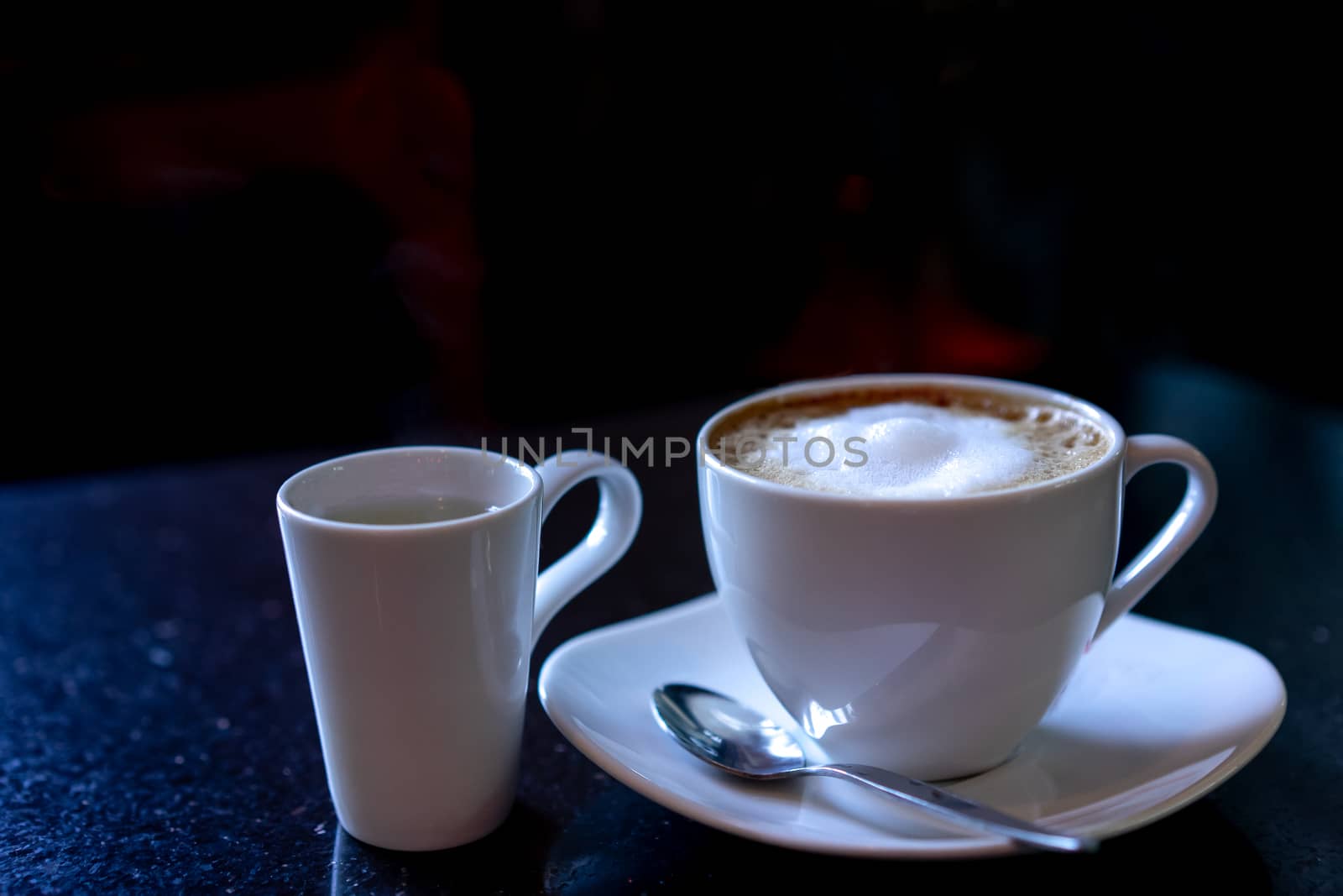 Hot drink - Coffee cup on table in morning time