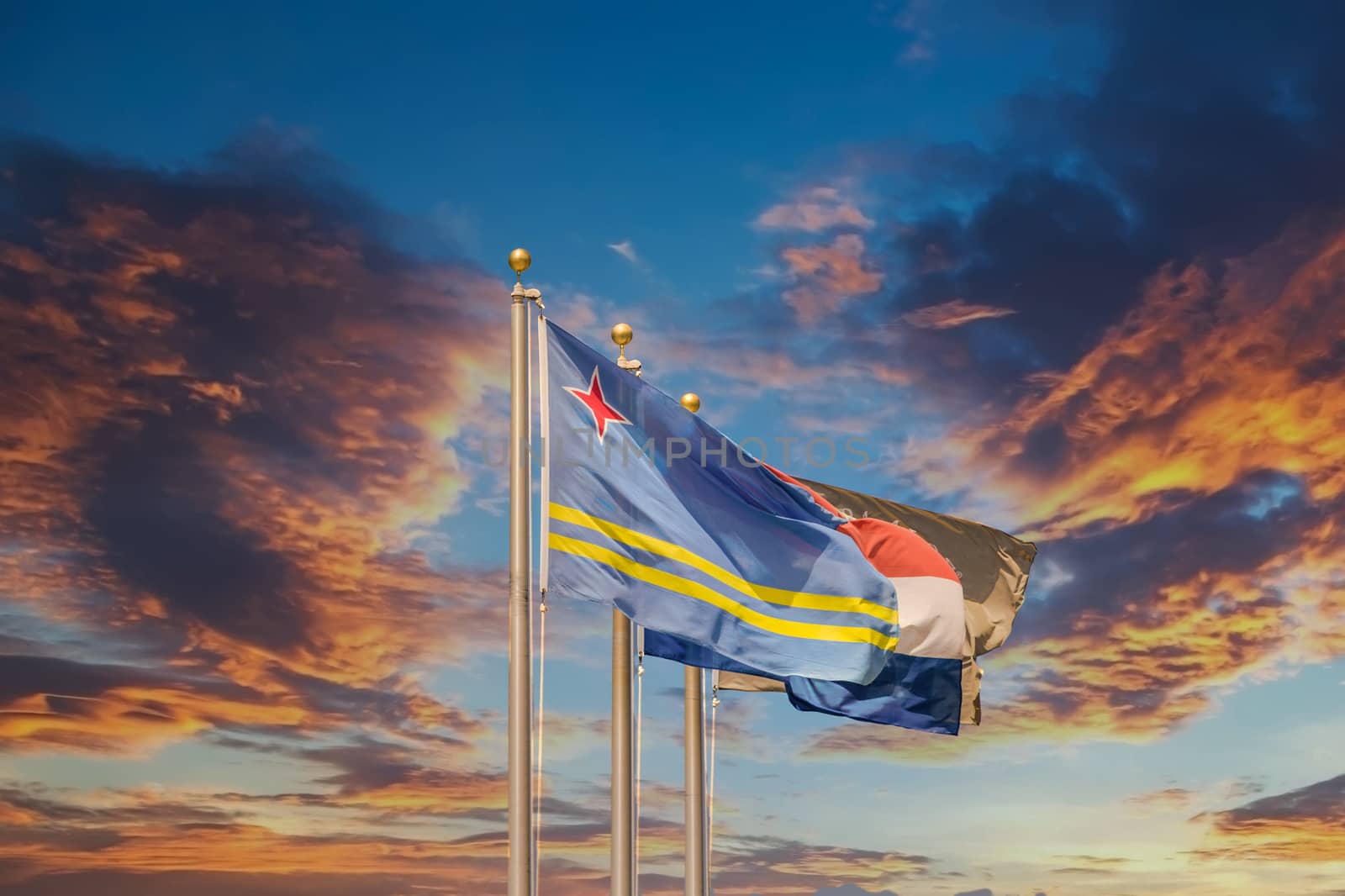 Flag of Curacao on Blue Sky