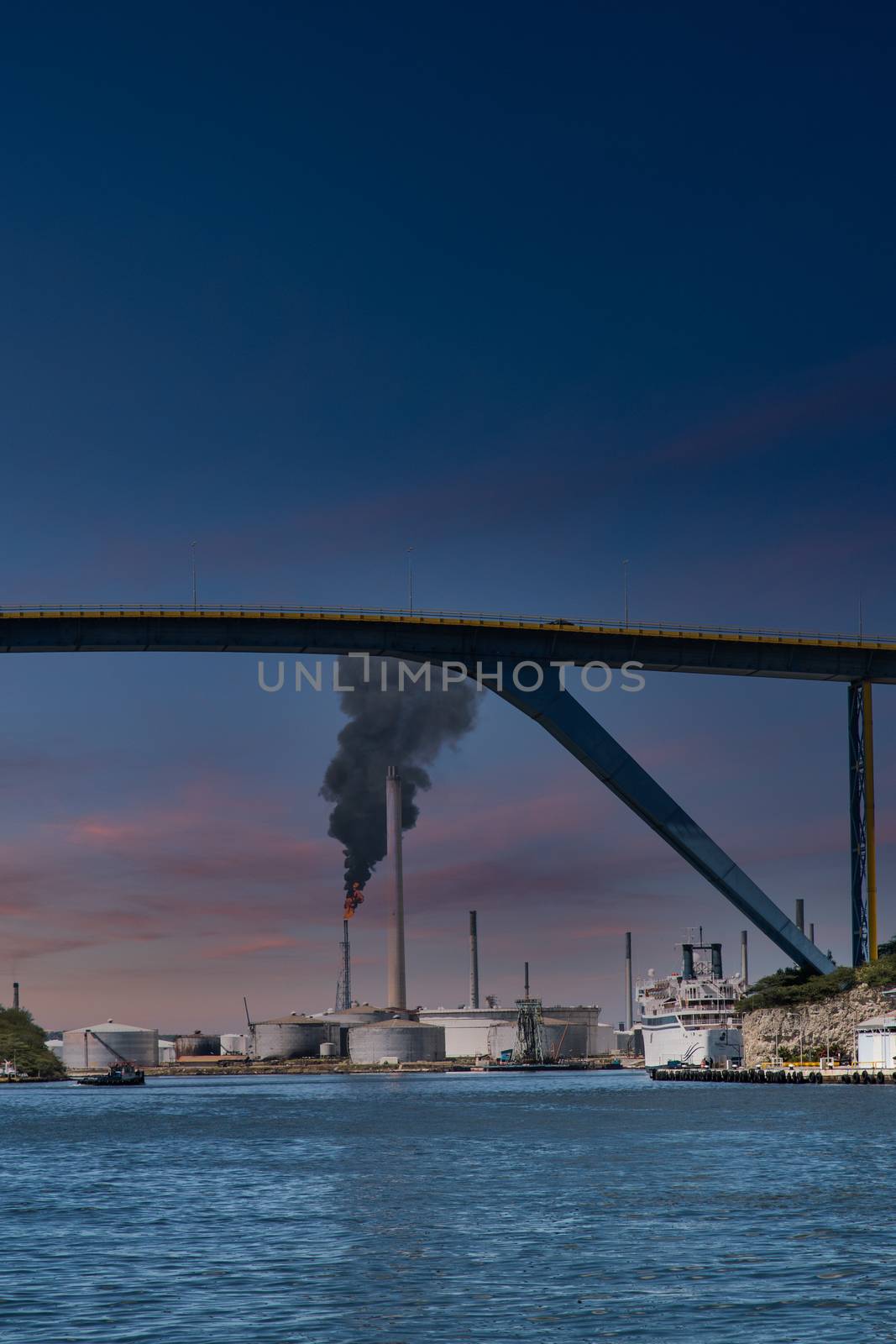 Smoke from Oil Well Fire Beyond Curacao Bridge