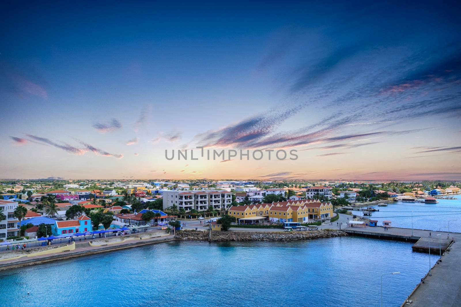 Waterfront of Bonaire at Dawn by dbvirago
