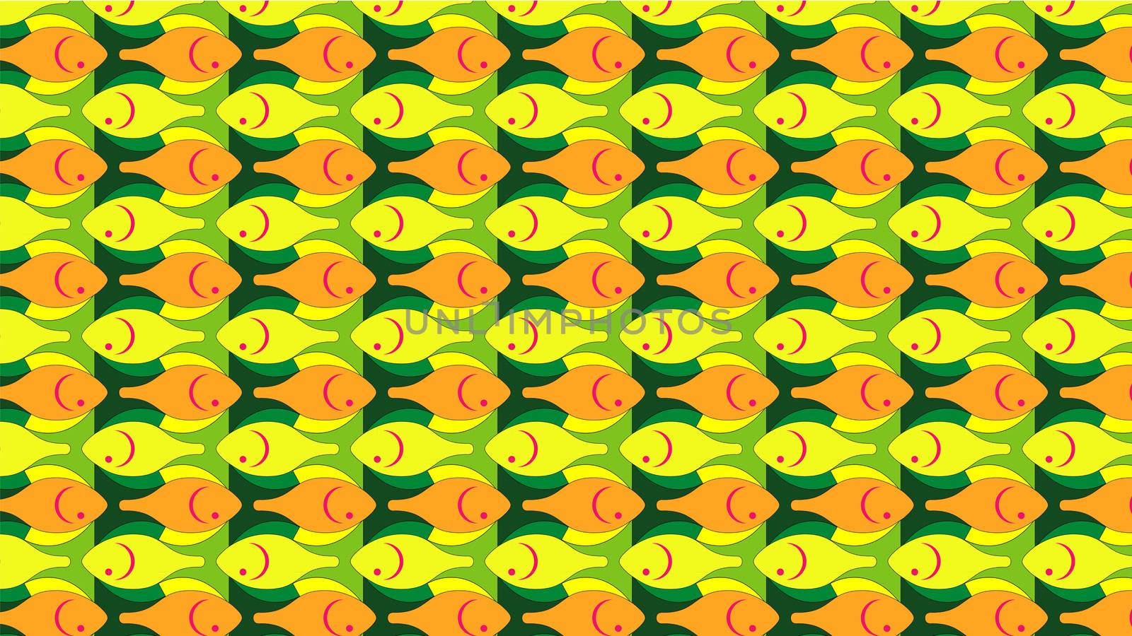 Watercolor fish pattern background. Graphic stylish colorful fish background for kids.