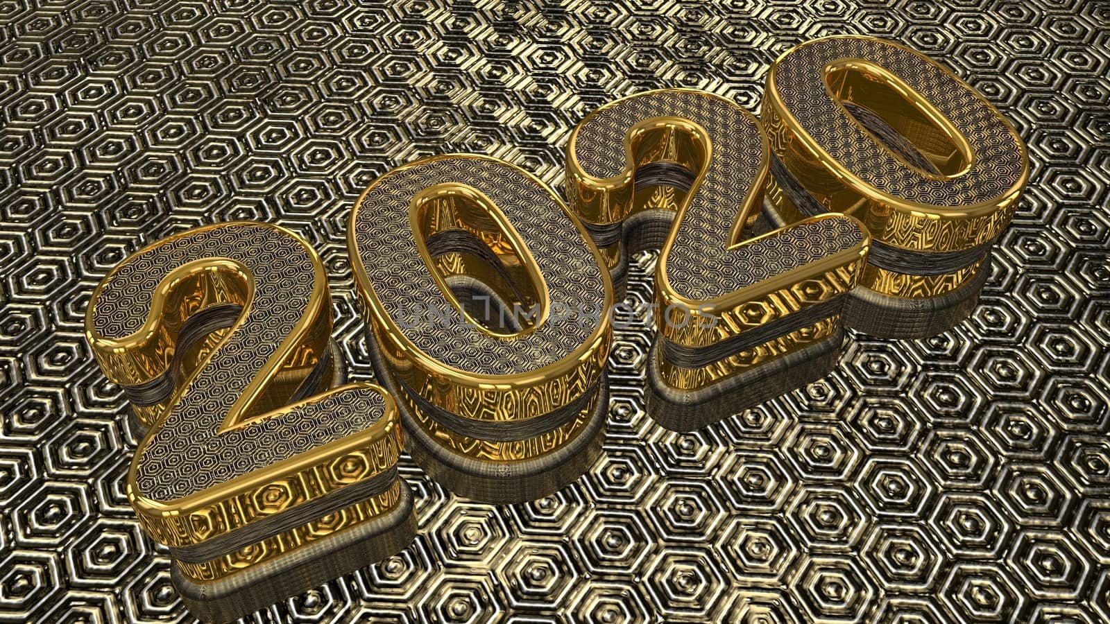 3D pure golden shining text "2020" by Photochowk