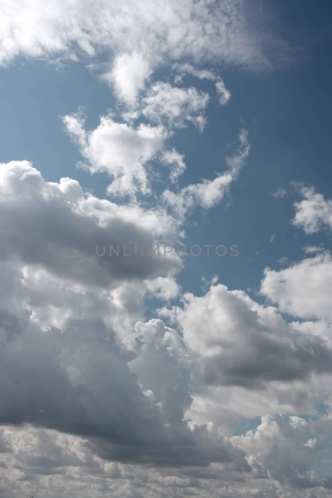 Beautiful blue sky with clouds, air nature