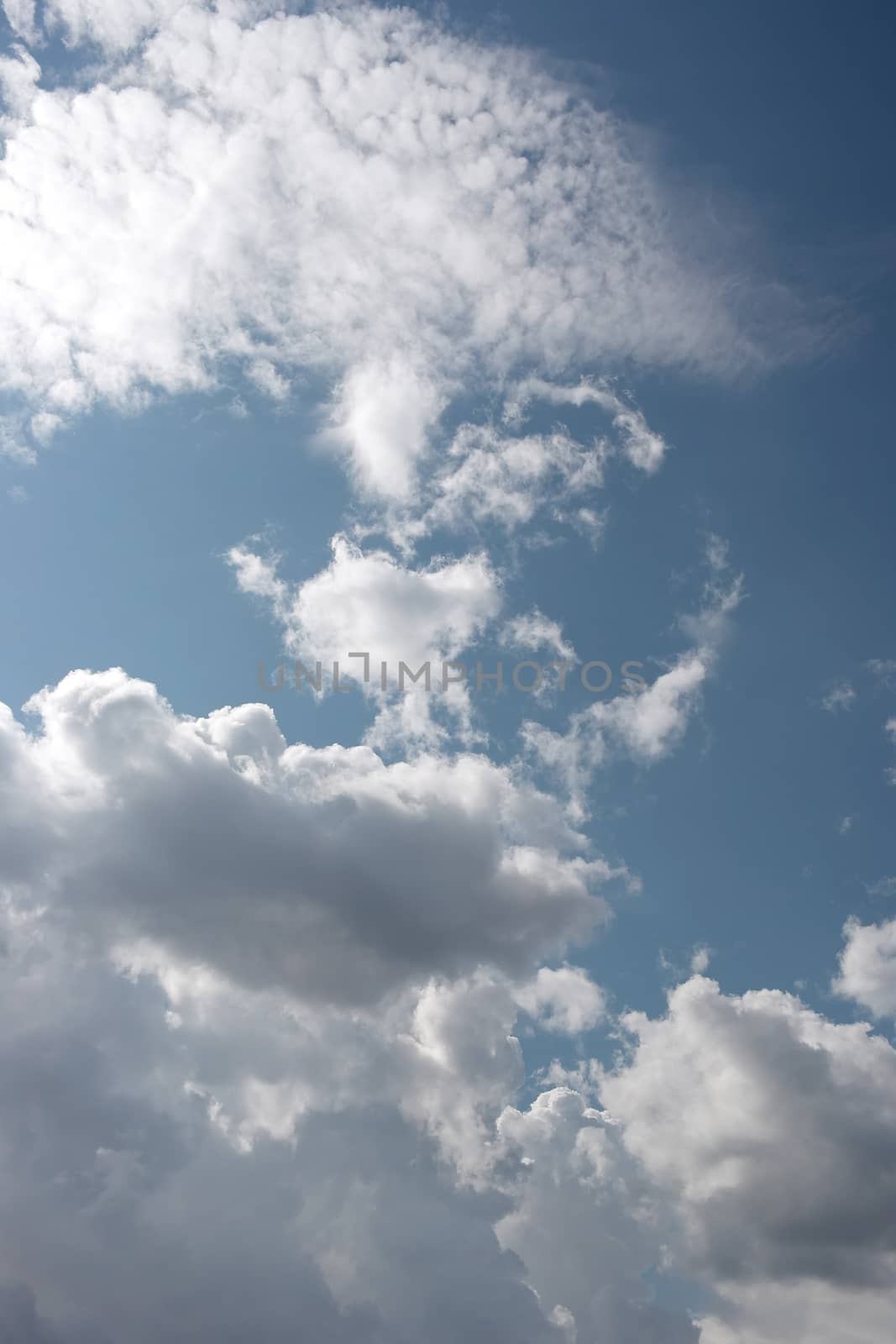 Beautiful blue sky with clouds, air nature