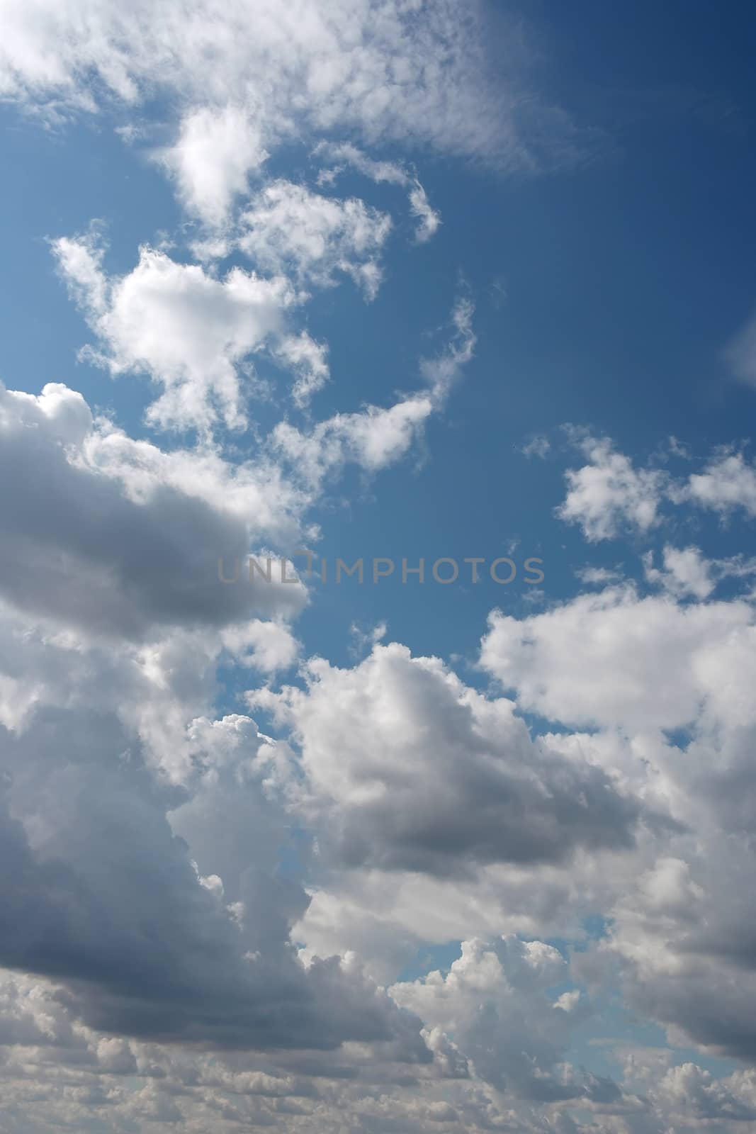 Beautiful blue sky with clouds, air nature