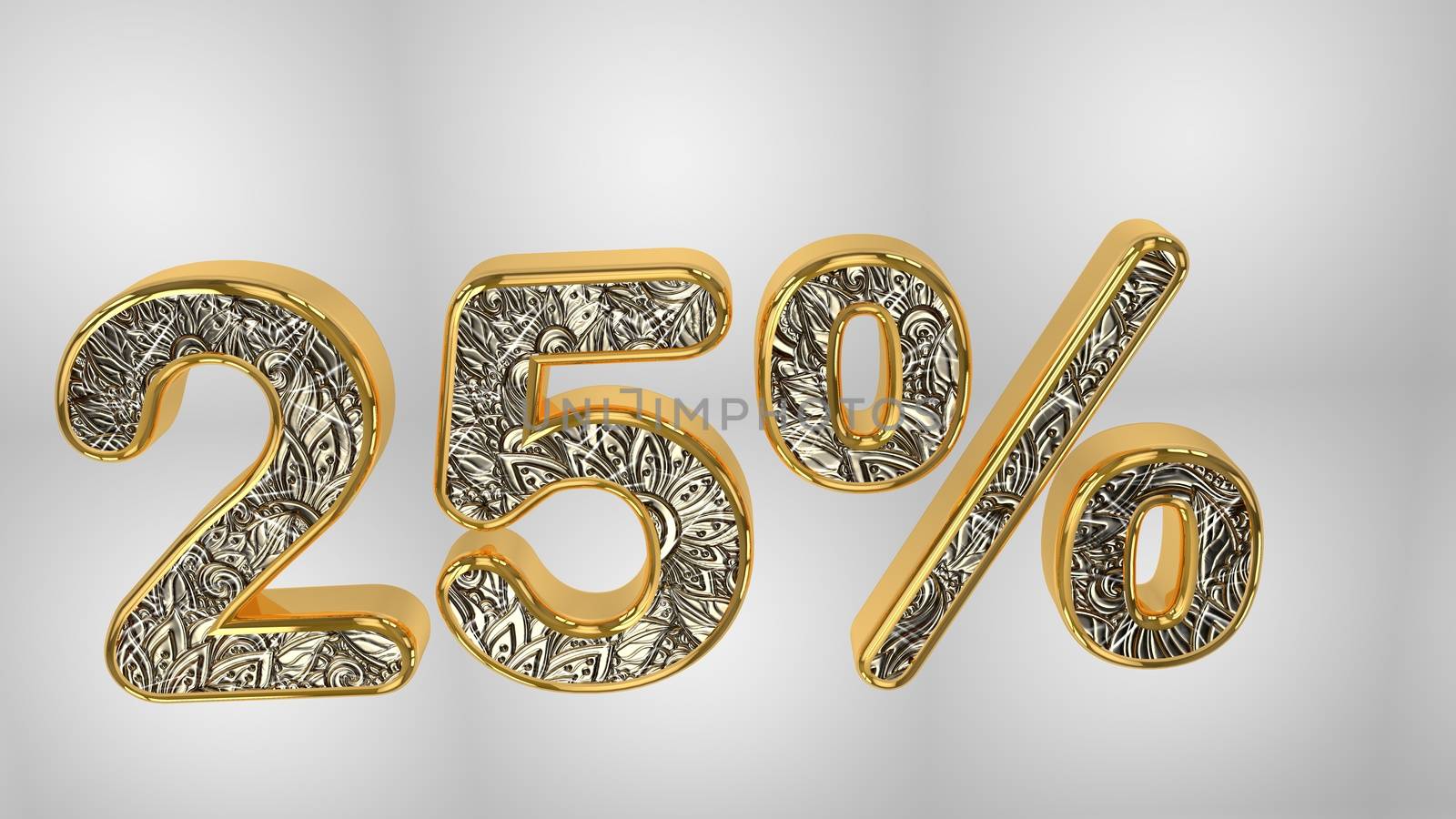 % off discount promotion sale made of realistic 3d Gold helium text, 3D rendering. Illustration of 3D text with off discount text.