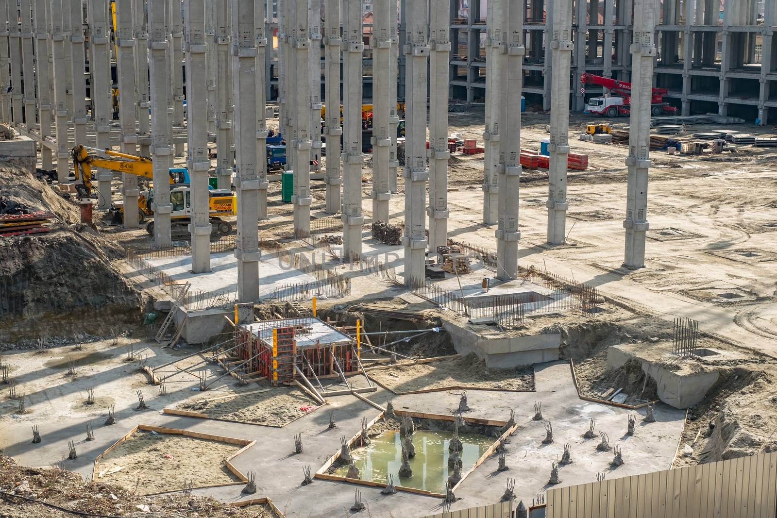 Sibiu, Romania - March 03, 2019. The mall Festival Centrum building site