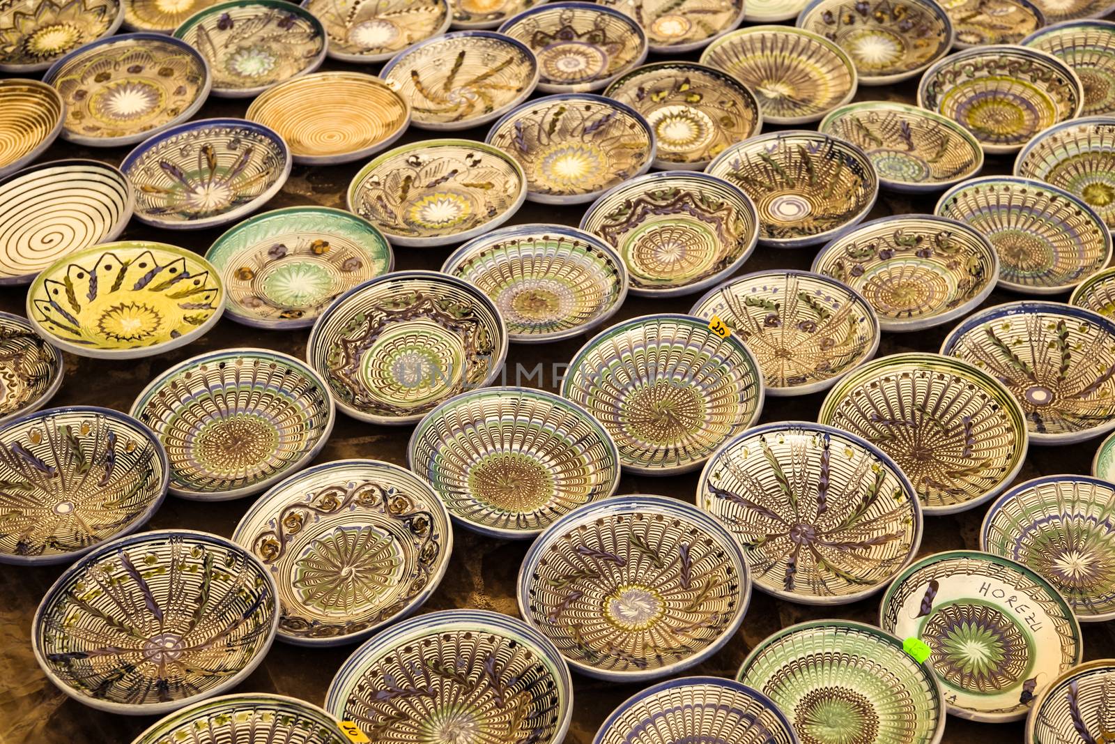 Sibiu City, Romania - 31 August 2019. Traditional Romanian handmade ceramics market at the potters fair from Sibiu, Romania