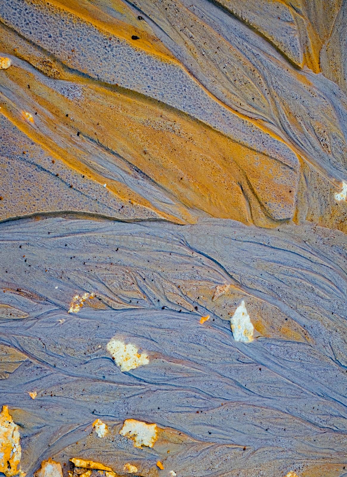 Abstract Blue and golden sand texture at kaolin mine