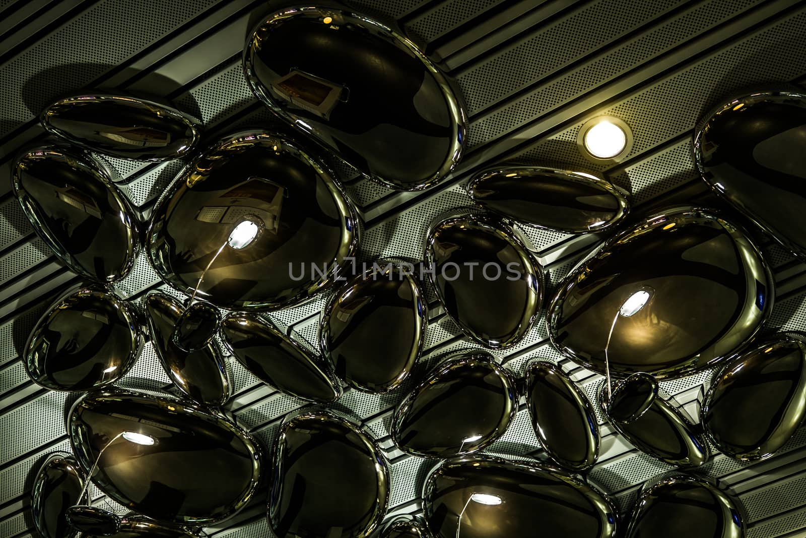 abstract futuristic metal shape with lights