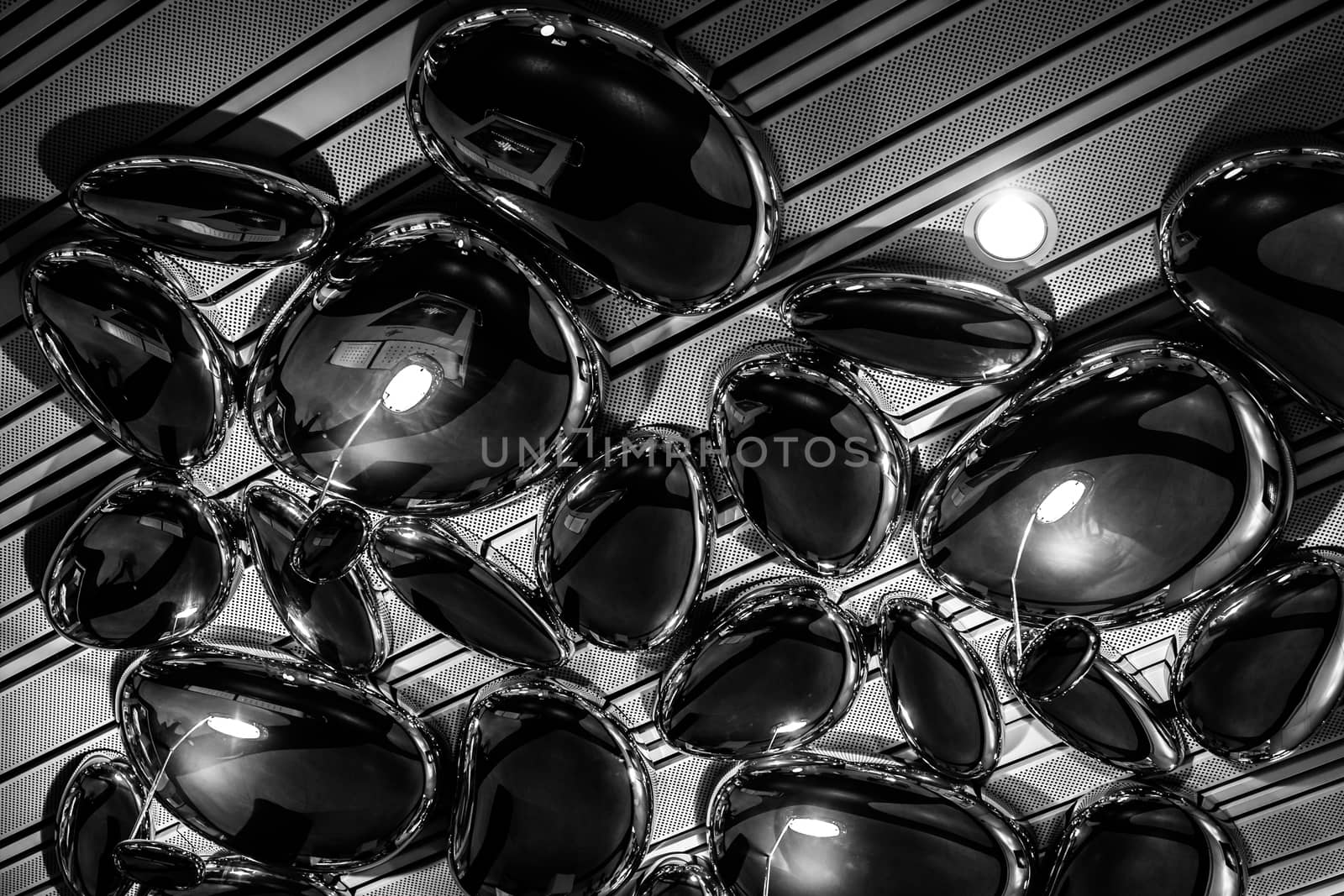 abstract futuristic metal shape with lights