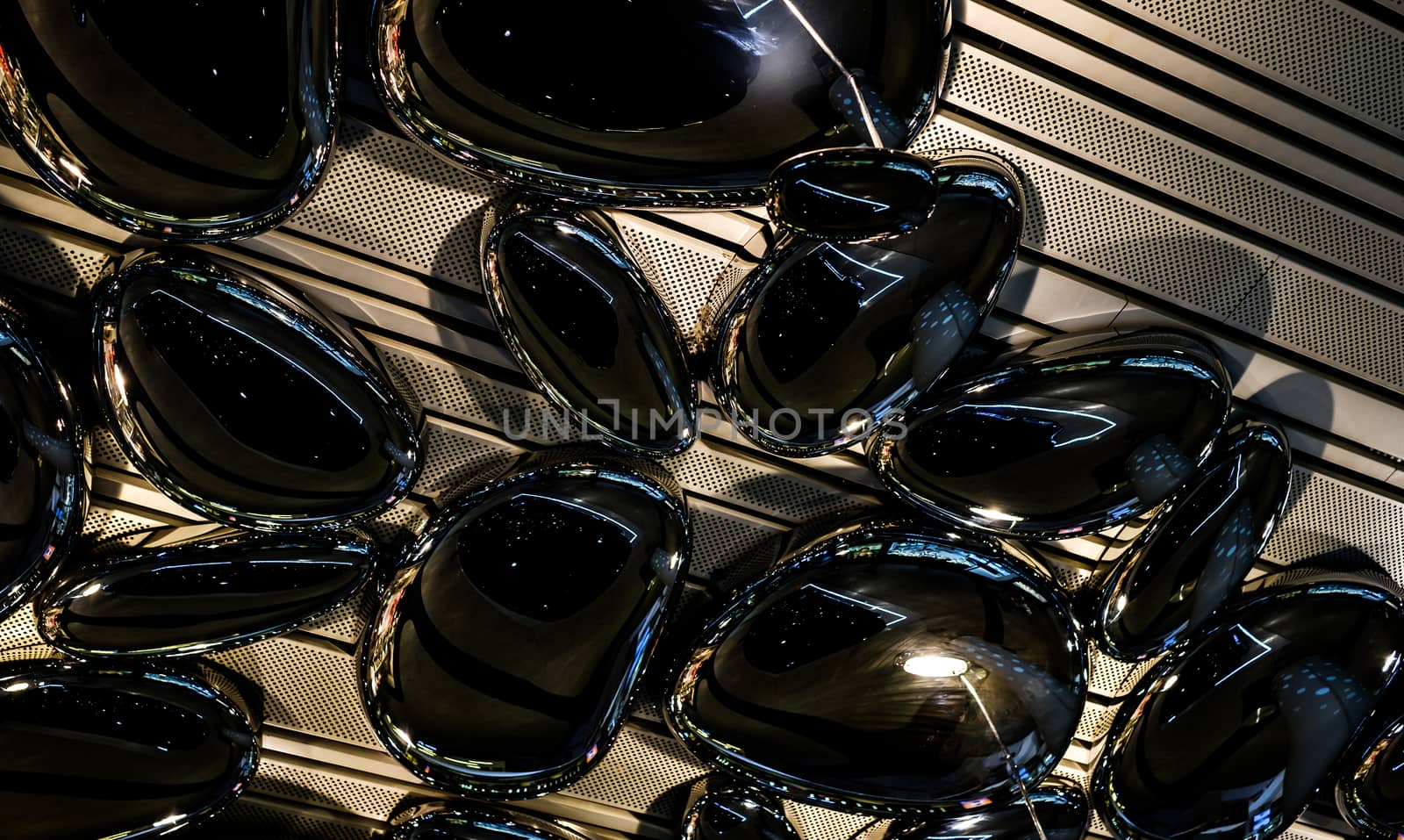 abstract futuristic metal shape with lights