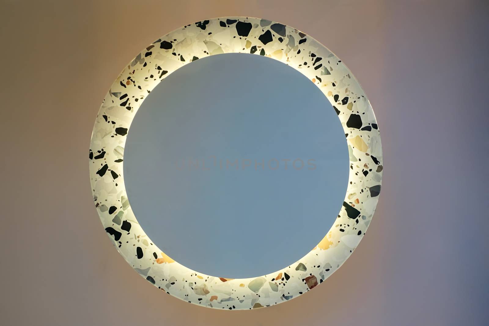 Abstract circular led light on the ceiling