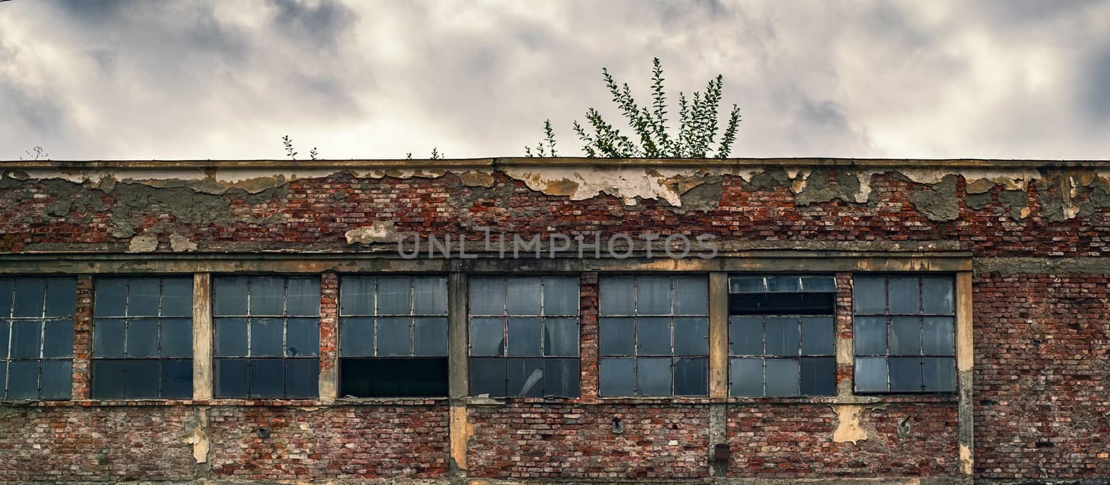 abandoned factory warehouse with broken windows