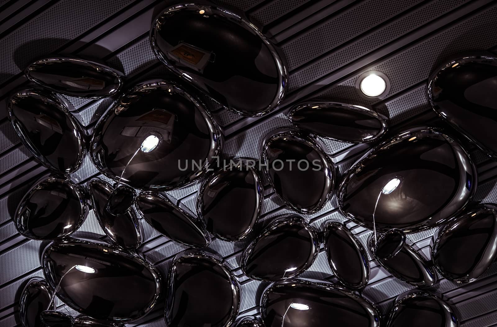 abstract futuristic metal shape with lights