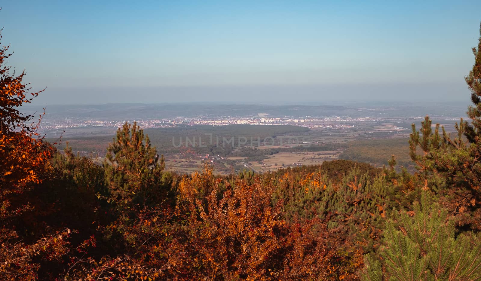 autumn landscape on sunny day, Cindrel mountains, Sibiu county, Romania