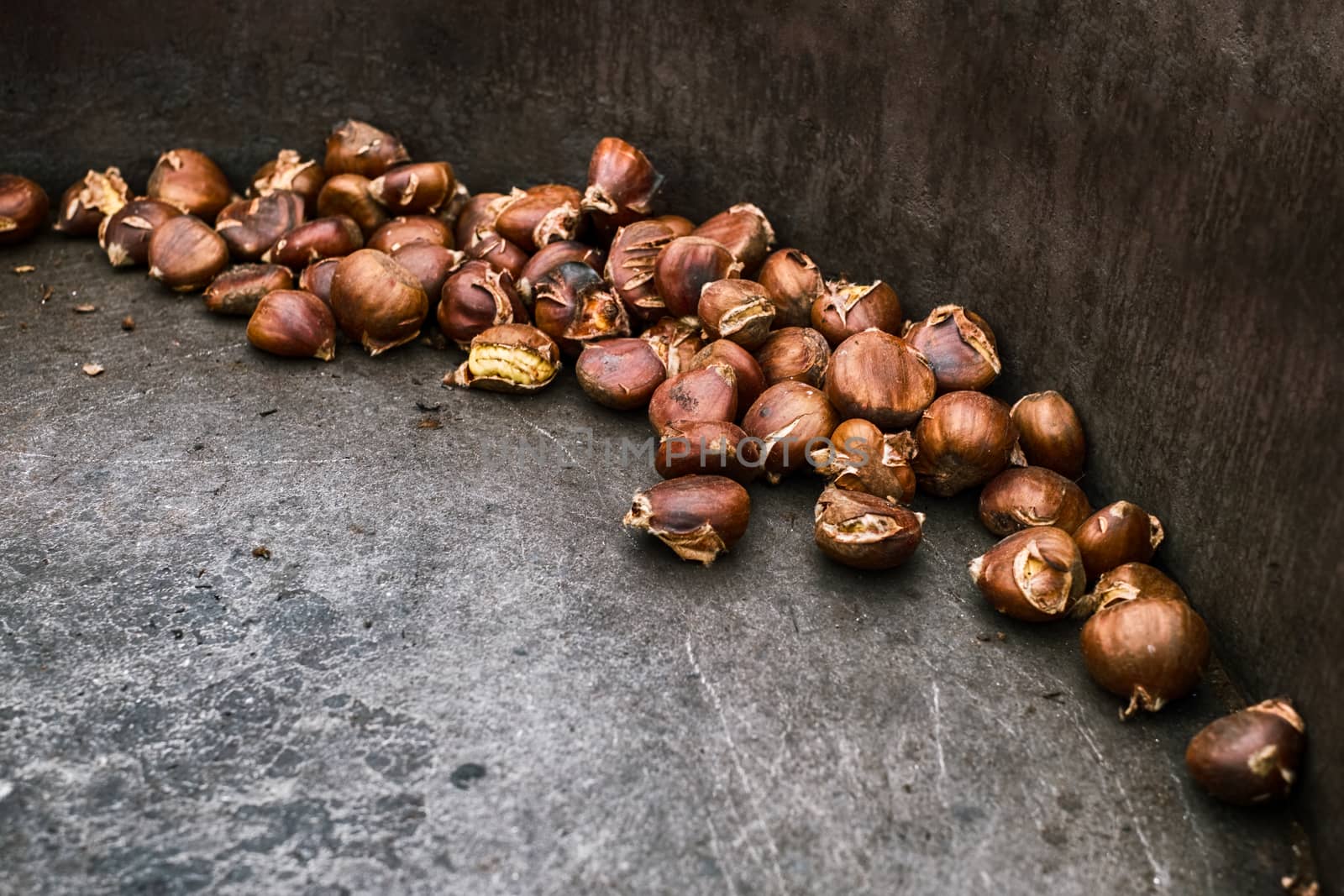 baking chestnut on the street during the Christmas time