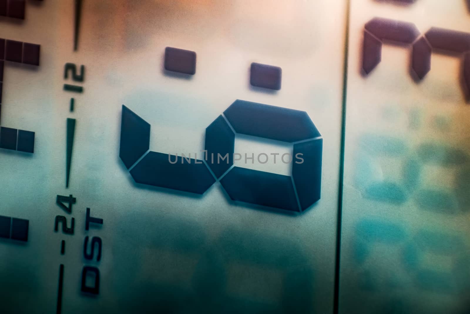 digital clock lcd macro view