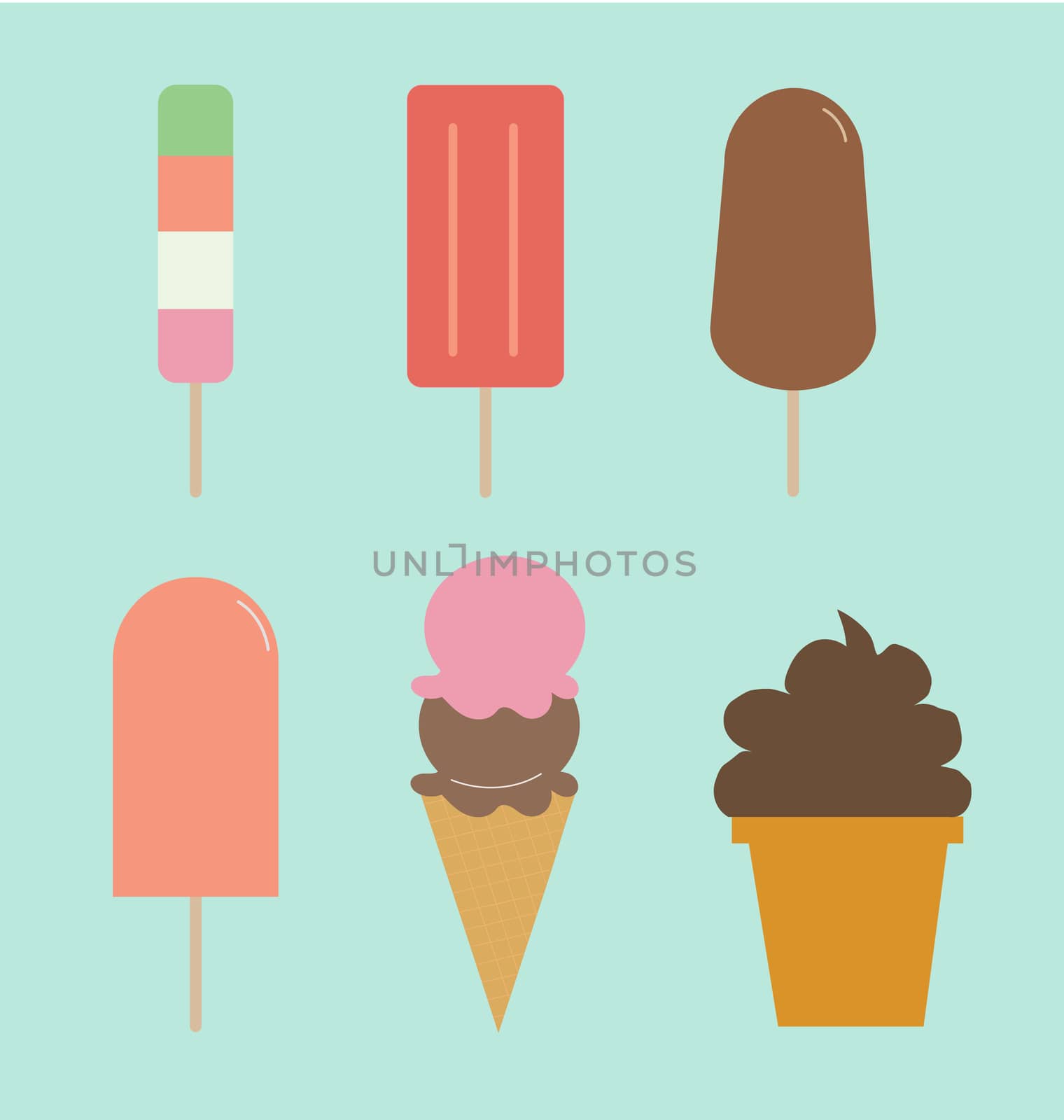 Ice cream set  on white background. flat style. set of ice-creams and popsicles icon for your web site design, logo, app, UI. 