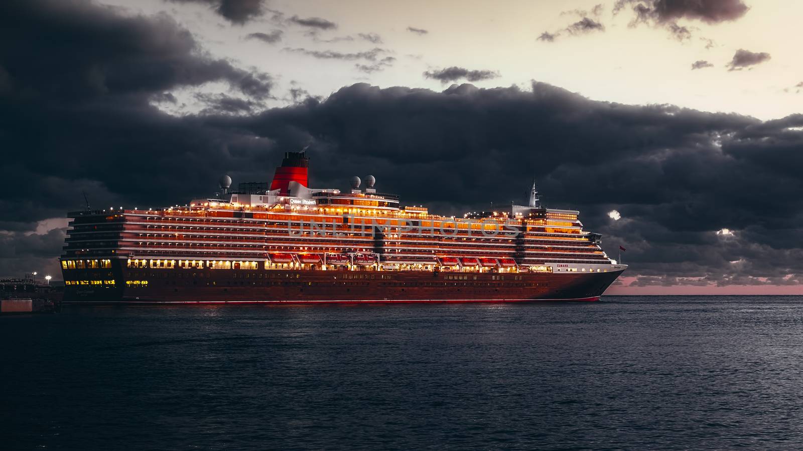 MS Queen Elizabeth  cruise ship docked at the port of Malaga cit by Roberto