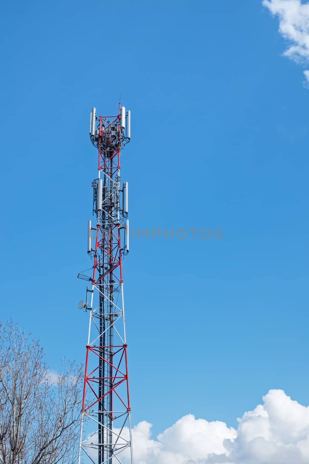 Telecomunication tower (antenna) over blue sky