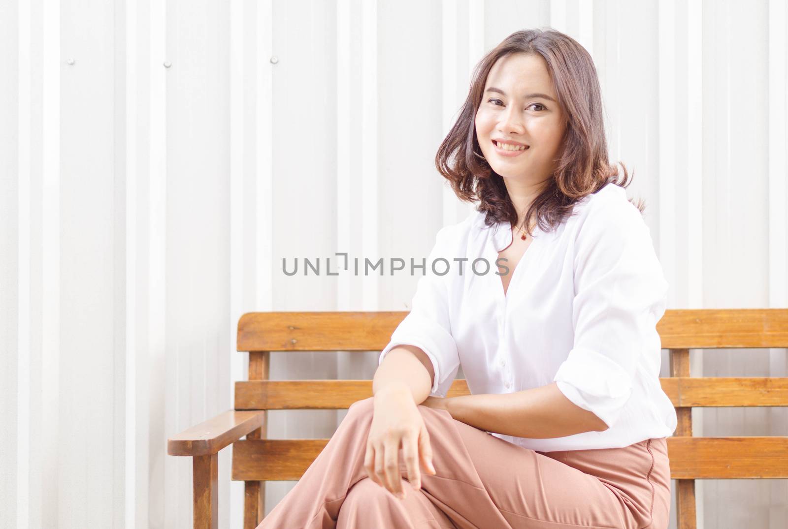 Woman happy feeling with white background by pt.pongsak@gmail.com
