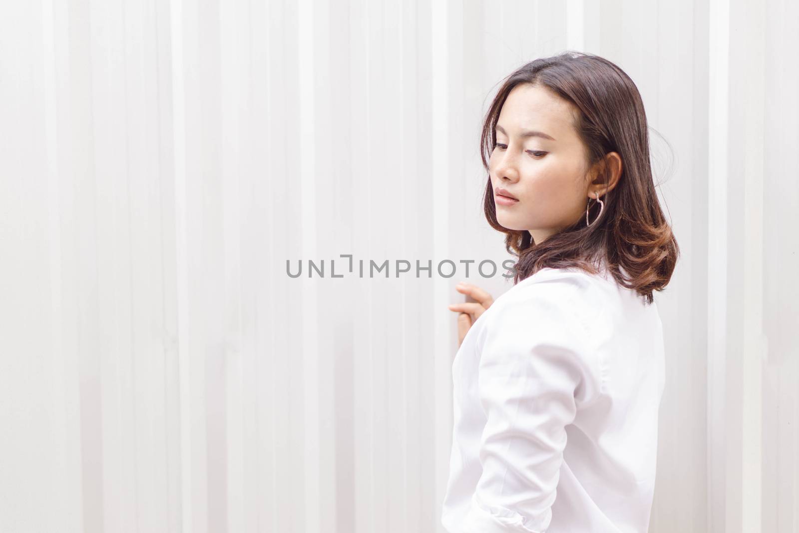 Woman happy feeling with white background